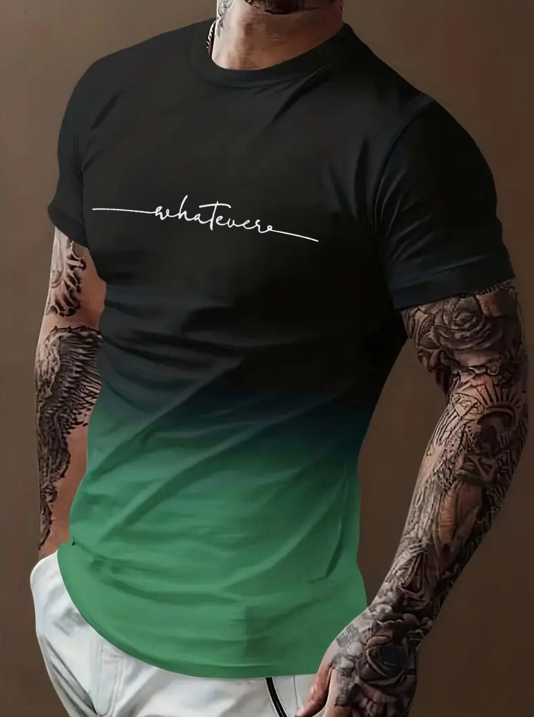 Herren T-Shirt mit modernem Farbverlauf und Palmenstickerei ModeGeist