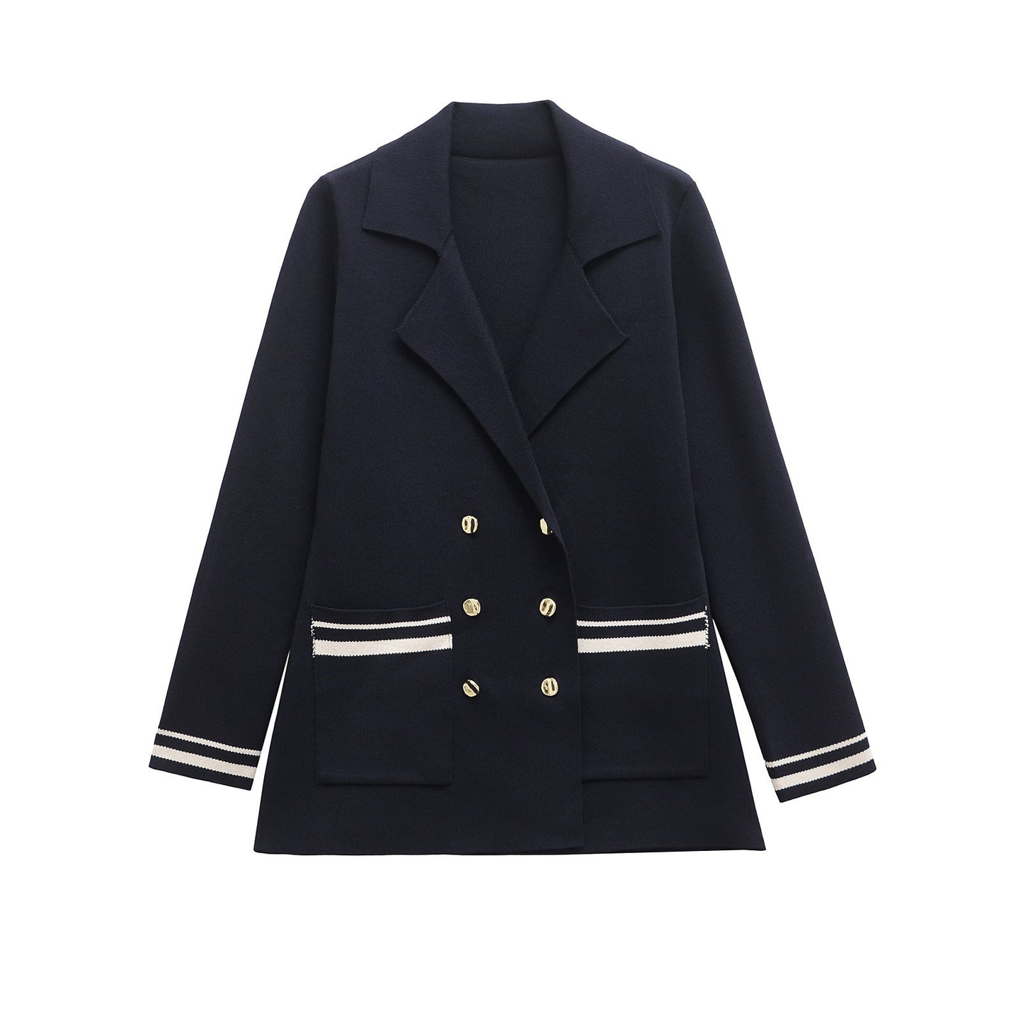Modegeist Damen Blazer mit Kontrastpaspeln im Doppelmatched Design