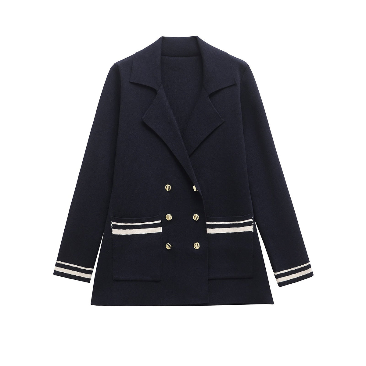 Modegeist Damen Blazer mit Kontrastpaspeln im Doppelmatched Design