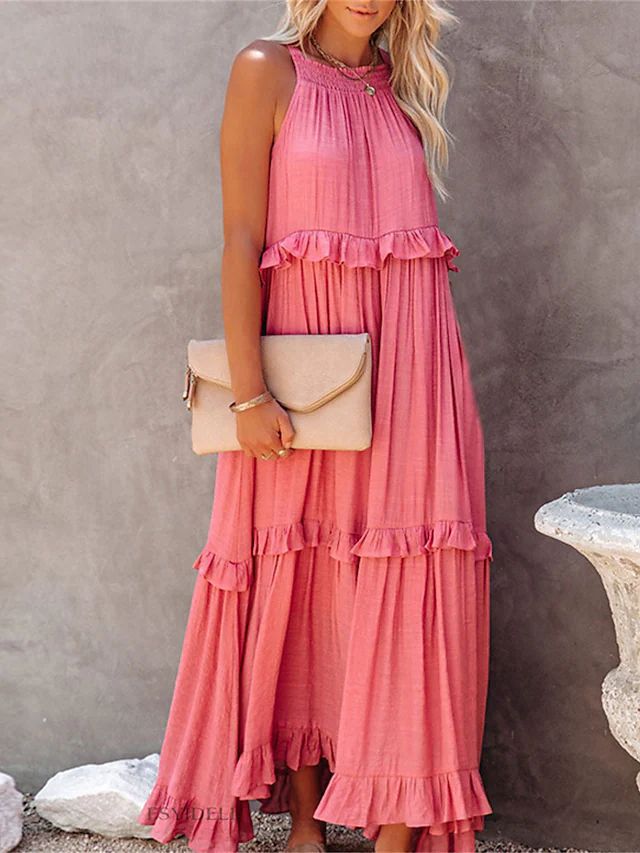 Boho Maxikleid für Damen, sommerlich mit Rüschen von MODEGEIST