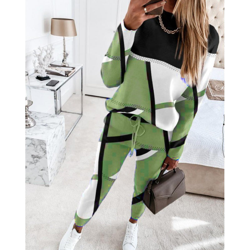 Damen trendy Sweatanzug mit grafischem Muster ModeGeist