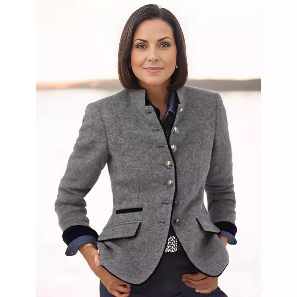 Damen elegante Blazerjacke mit Knopfleiste und praktischen Taschen ModeGeist