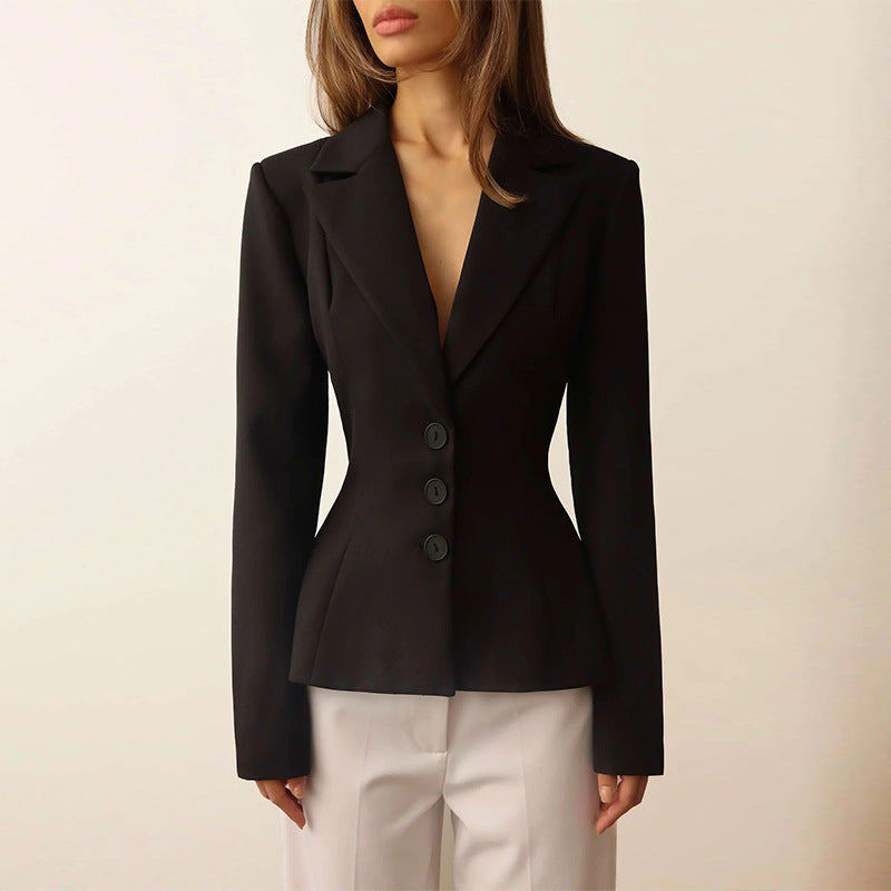 Damen taillierter Blazer mit elegantem Revers ModeGeist