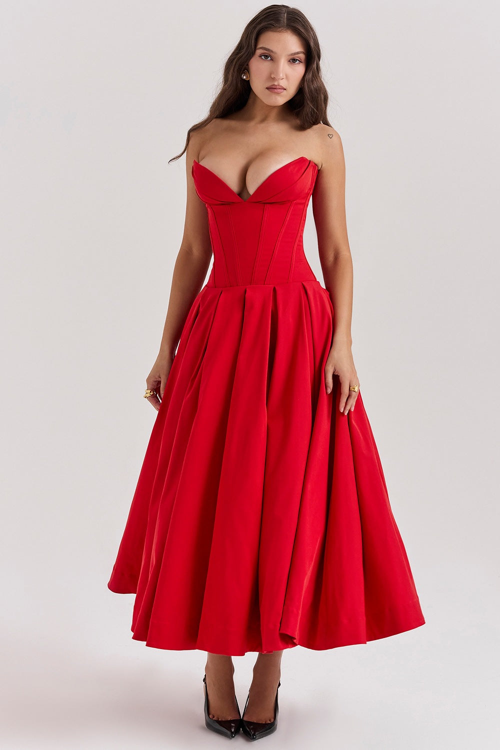 Damen Abendkleid mit taillierter Silhouette und A-linien Schnitt ModeGeist