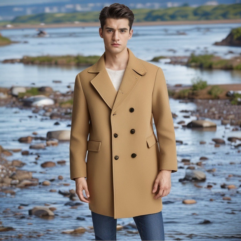 Herren eleganter Doppelt-geknöpfter Wollmantel ModeGeist