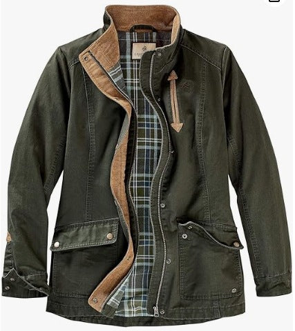Damen lässige Utility-Jacke mit Karo-Innenfutter ModeGeist