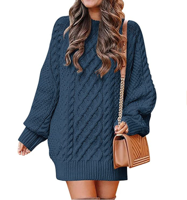 Damen Großer Strickpullover mit Zopfmuster und lässigem Schnitt ModeGeist
