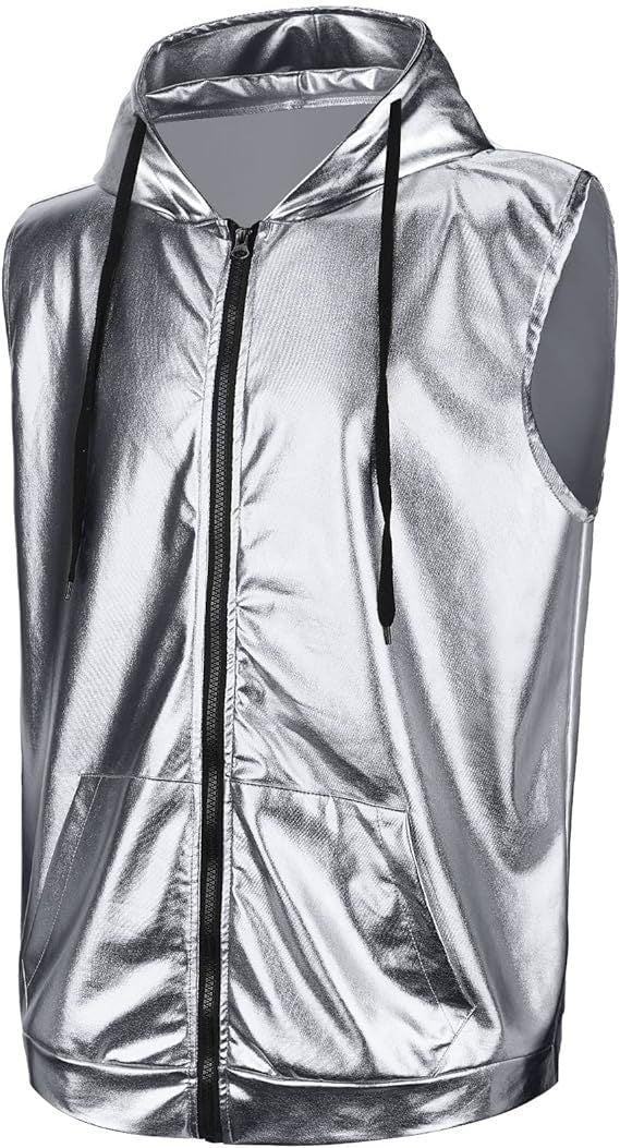 Herren Kapuzenweste mit glänzendem Obermaterial und praktischen Taschen ModeGeist