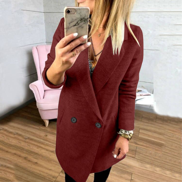 Damen Überlanger, taillierter Mantel mit elegantem Revers und praktischen Taschen ModeGeist