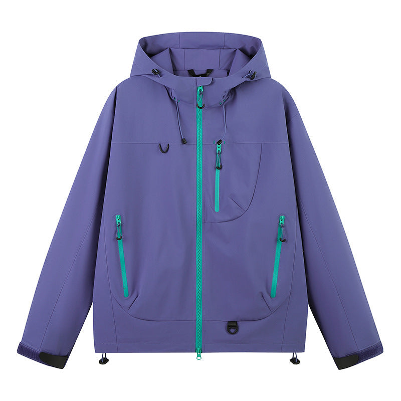 Damen wasserabweisende Outdoor-Jacke mit verstellbarem Kapuzenkragen ModeGeist