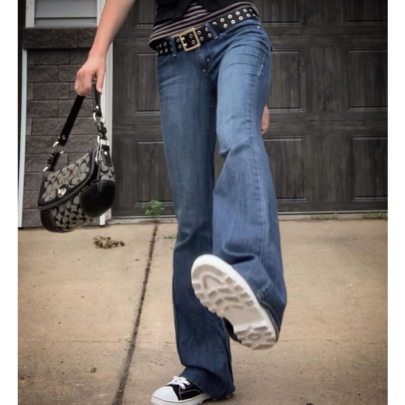 Damen Weit geschnittene Bootcut Jeans mit lässigem Schnitt und mittlerer Taille ModeGeist