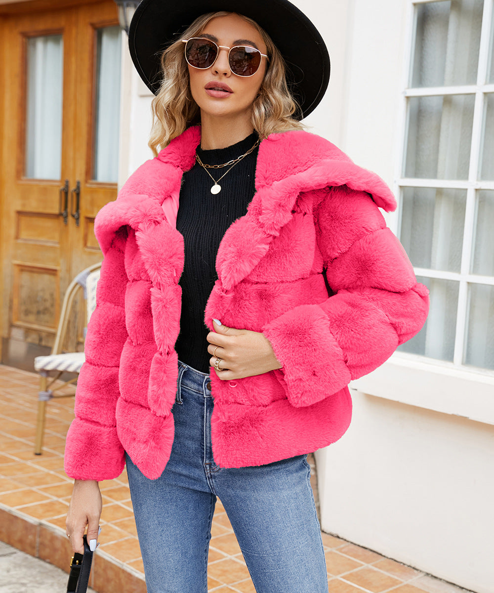 Damen Fleece-Puffjacke mit Kapuze ModeGeist