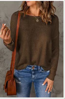 Damen Grober Strickpullover mit weitem Schnitt und dekorativem V-Ausschnitt ModeGeist