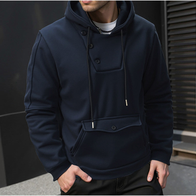 Herren Kapuzenpullover mit Knopfverschluss und praktischen Taschen ModeGeist