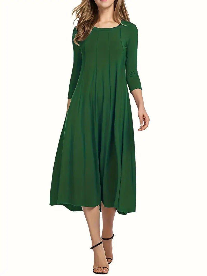 Damen Midi-Kleid mit schmeichelndem Schnitt und 3/4-Ärmeln ModeGeist