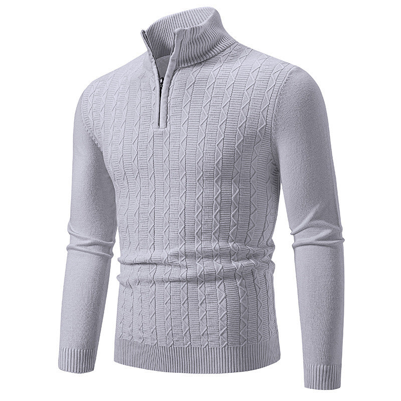 Herren modischer Strickpullover mit Stehkragen und Reißverschluss ModeGeist