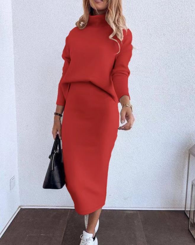 Damen Strickkleid mit lockerem Schnitt und hohem Kragen ModeGeist