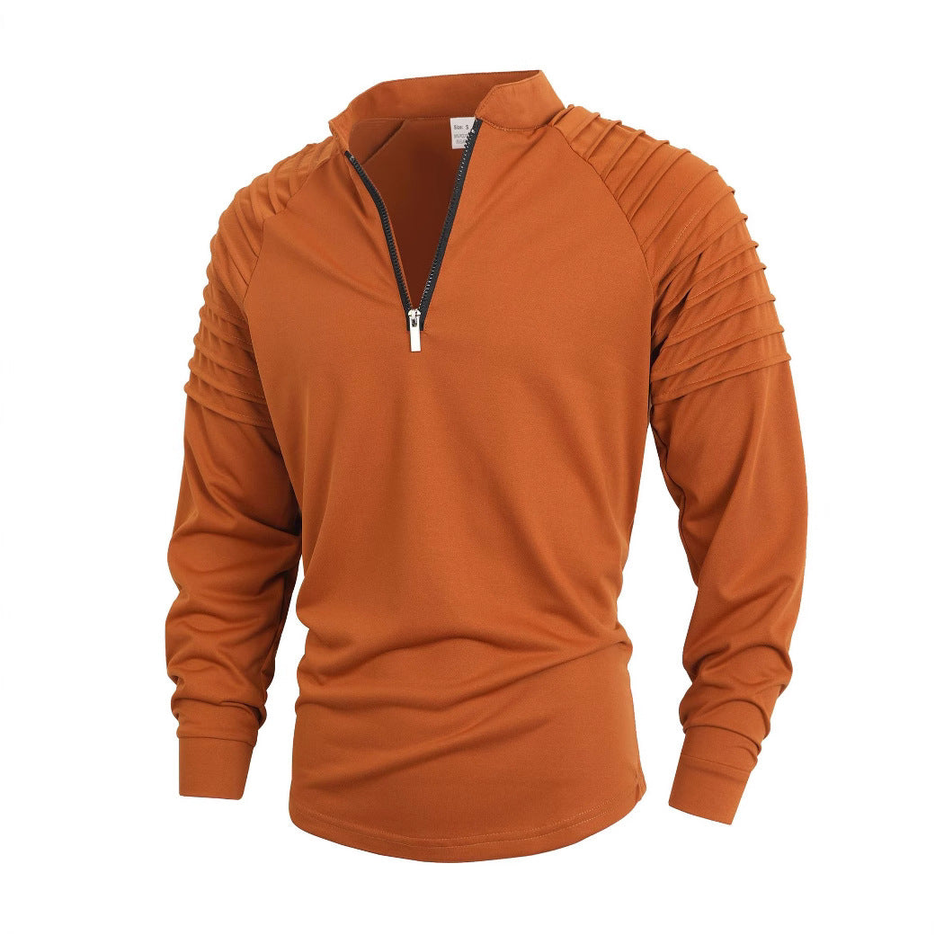 Herren Langarmshirt mit modernem Stehkragen und Reißverschluss ModeGeist