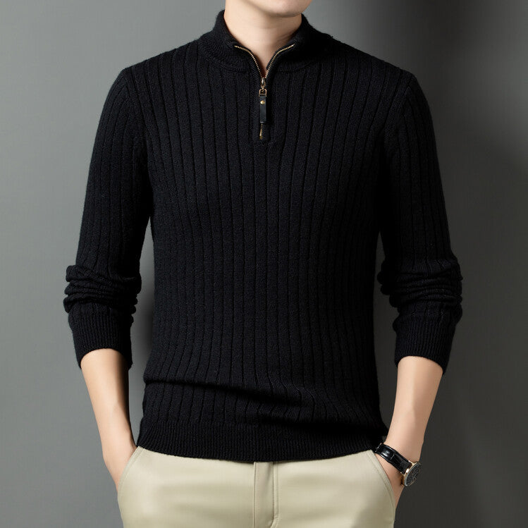 Herren Pullover mit modernem Stehkragen und ergänzendem Reißverschluss ModeGeist