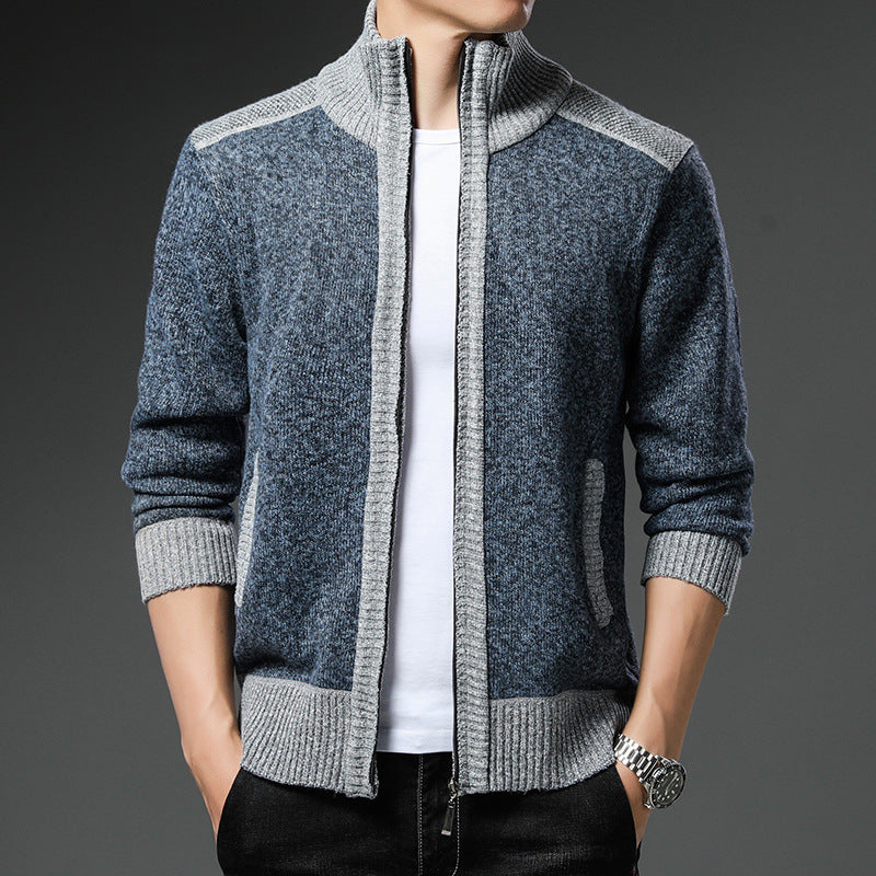 Herren Strickjacke mit hohen Kragen und praktischen Taschen ModeGeist