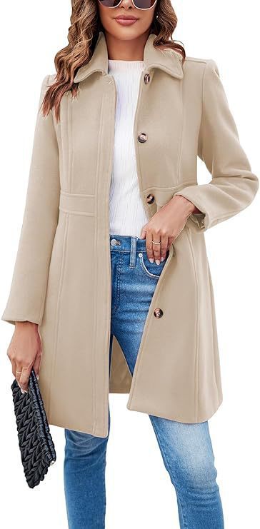 Damen klassischer Wollmantel mit modischem Schnitt und funktionalen Details ModeGeist
