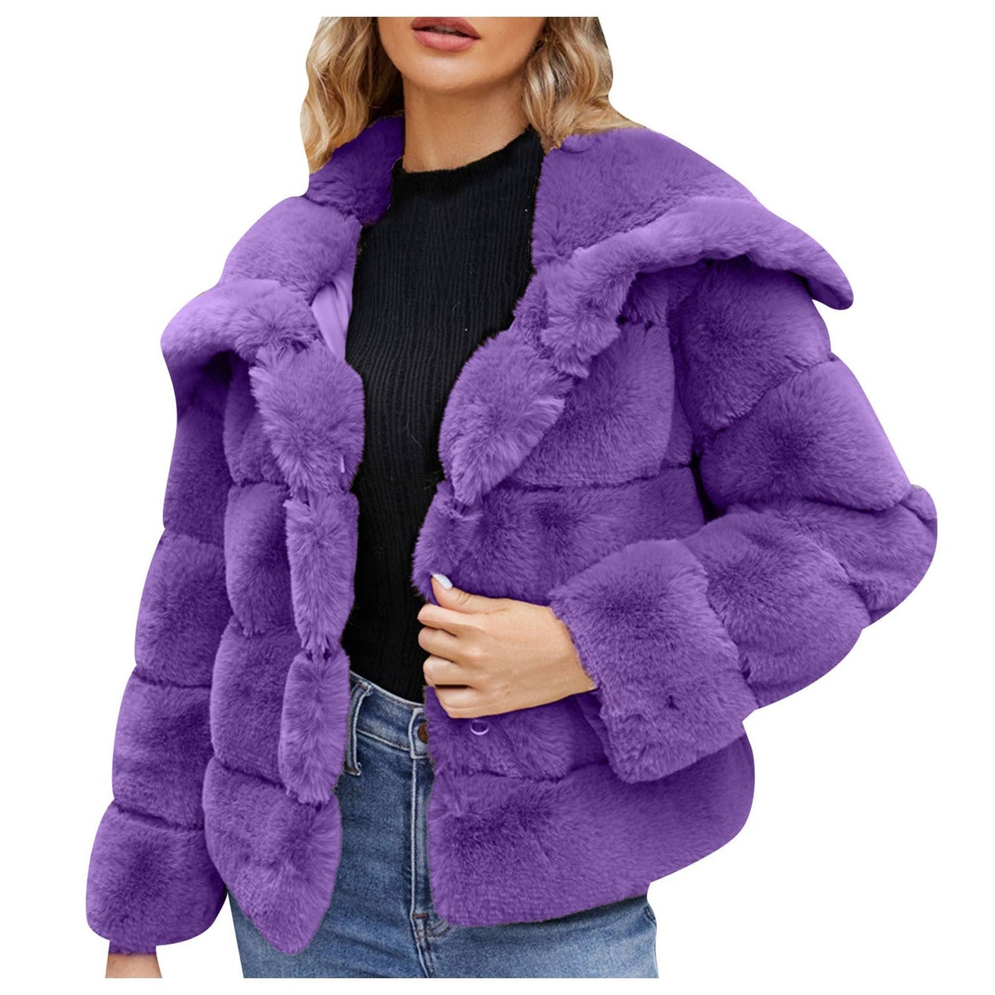 Damen Modische Kapuzenjacke aus künstlichem Pelz mit strukturiertem Design ModeGeist