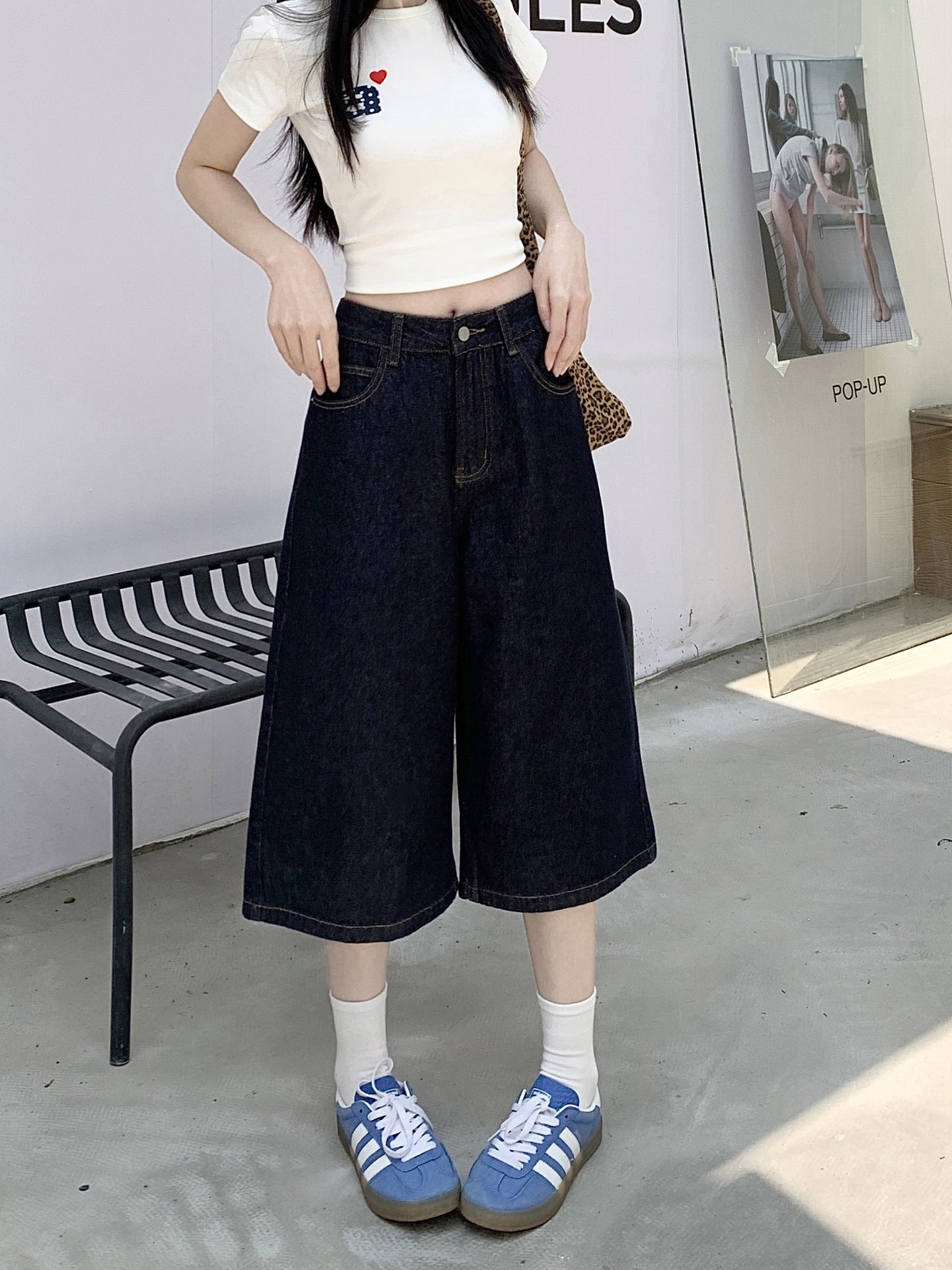 Damen Weite Denim-Culotte mit modischem Schnitt ModeGeist
