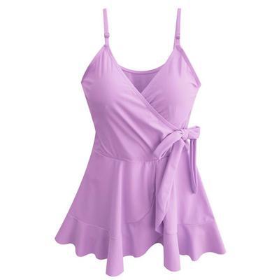 Eleganter Damen-Badeanzug mit flatterndem Rock und raffinierten Träger-Schleifen von MODEGEIST
