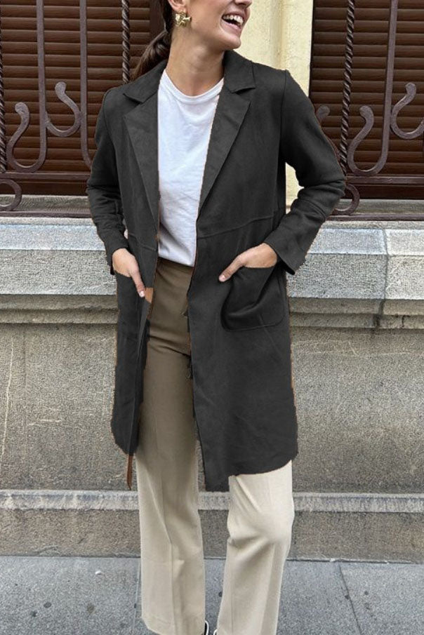 ModeGeist | Langer Wildleder Trenchcoat