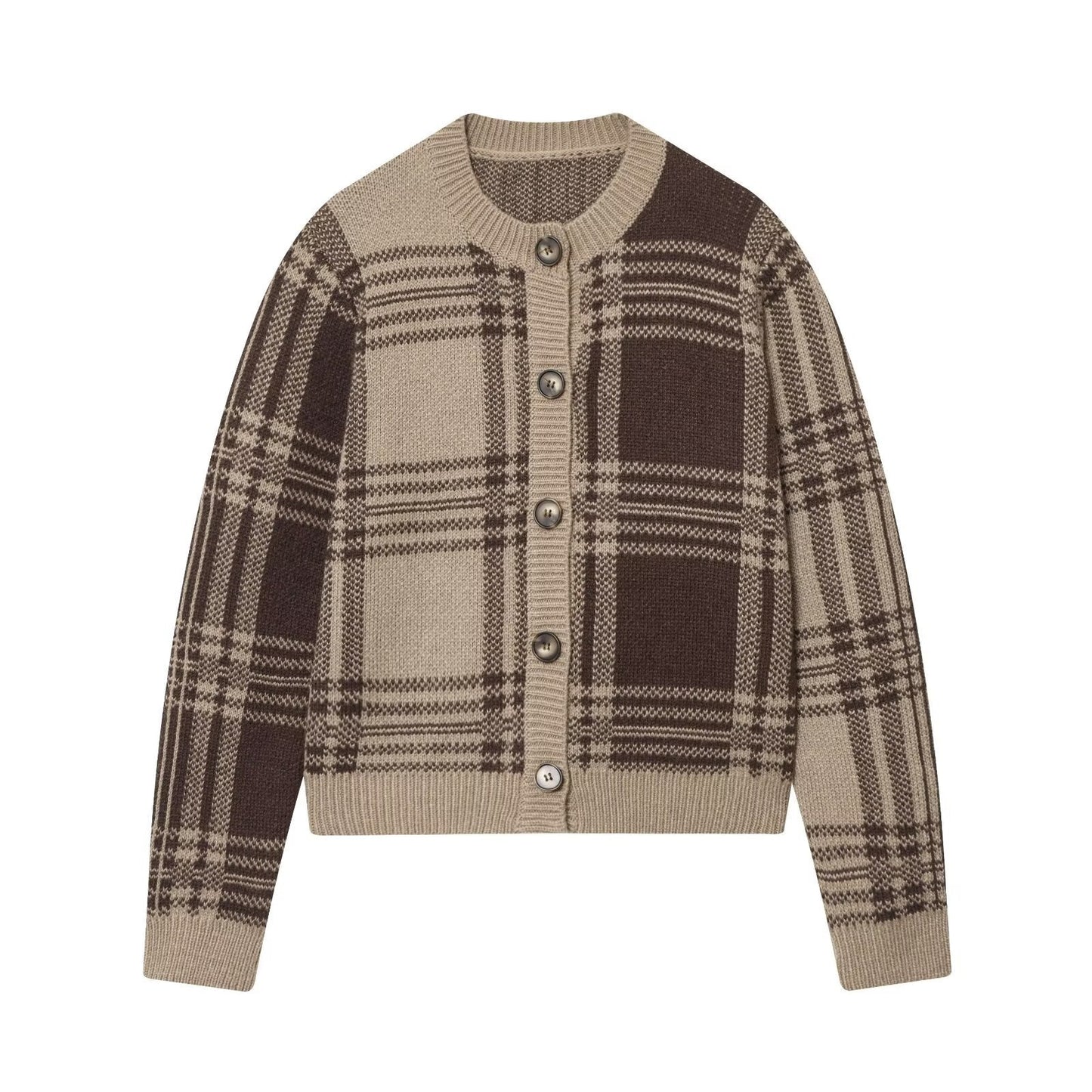 Damen Gemusterte Strickjacke mit Knopfdetails ModeGeist