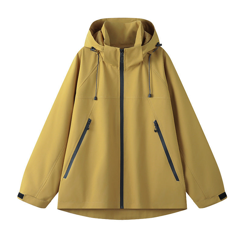 Damen technische Outdoor-Jacke mit verstellbarer Kapuze und funktionalen Reißverschlusstaschen ModeGeist