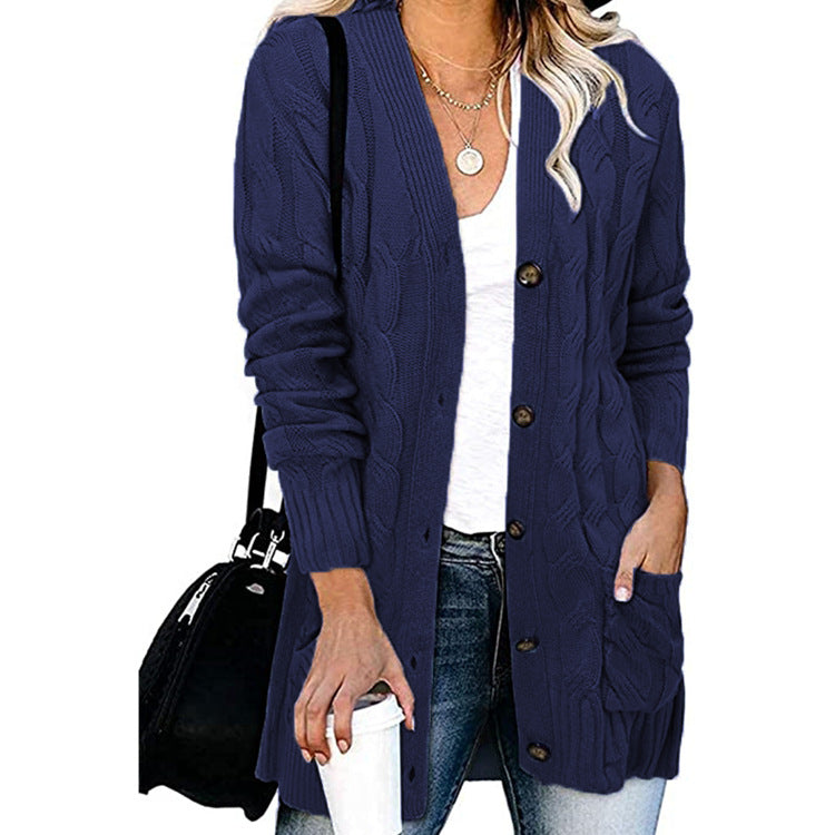 Damen Strickjacke mit Zopfdesign und praktischen Taschen ModeGeist