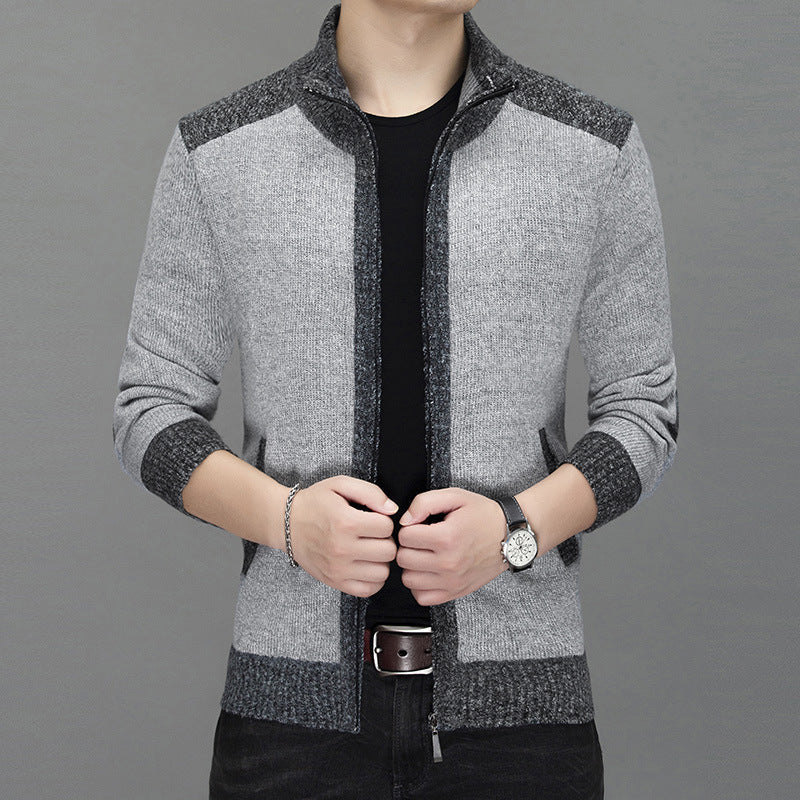 Herren Strickjacke mit modischem Zipper und hochgeschlossenem Kragen ModeGeist