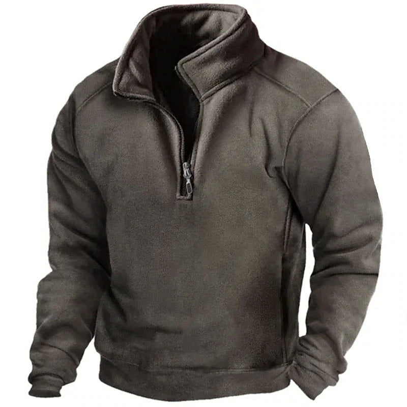 Herren Fleece-Pullover mit hohem Kragen und praktischen Reißverschluss ModeGeist