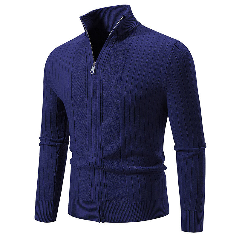 Herren Strickpullover mit modernem Reißverschluss und Rippenstruktur ModeGeist