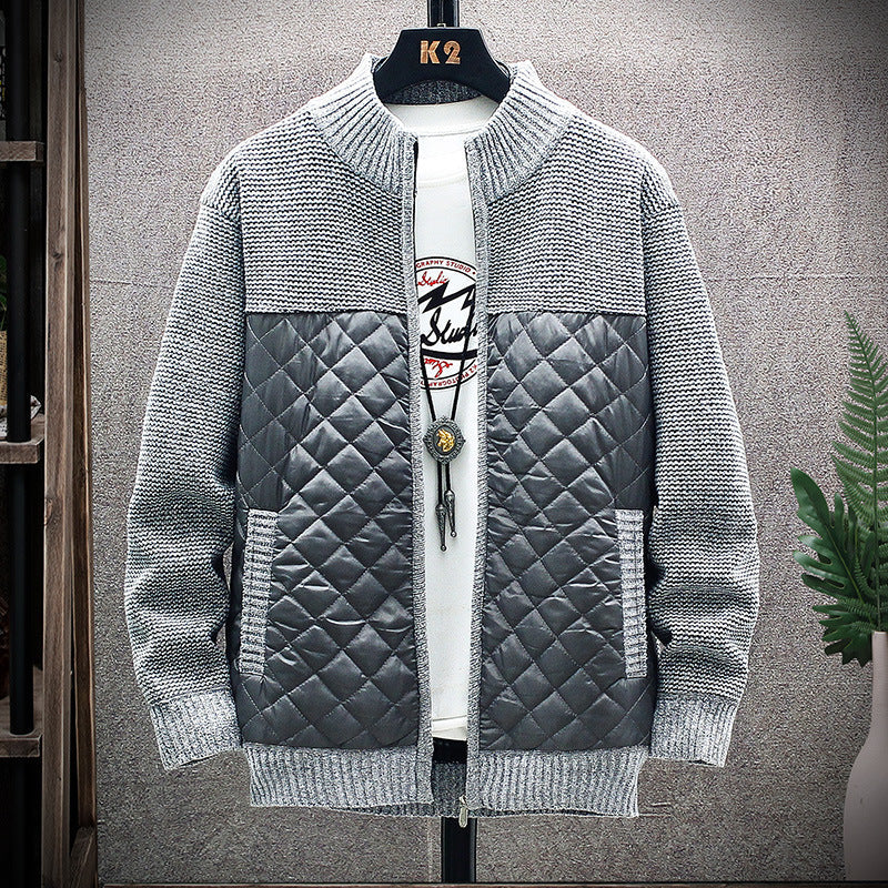 Herren Steppjacke mit Strickdetails und hohem Kragen ModeGeist