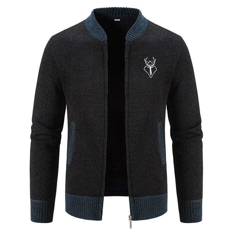 Herren modische Strickjacke mit Reißverschluss und hohem Kragen ModeGeist