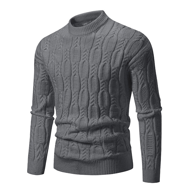 Herren Grobstrickpullover mit modernem Zopfmuster und Rundhalsausschnitt ModeGeist