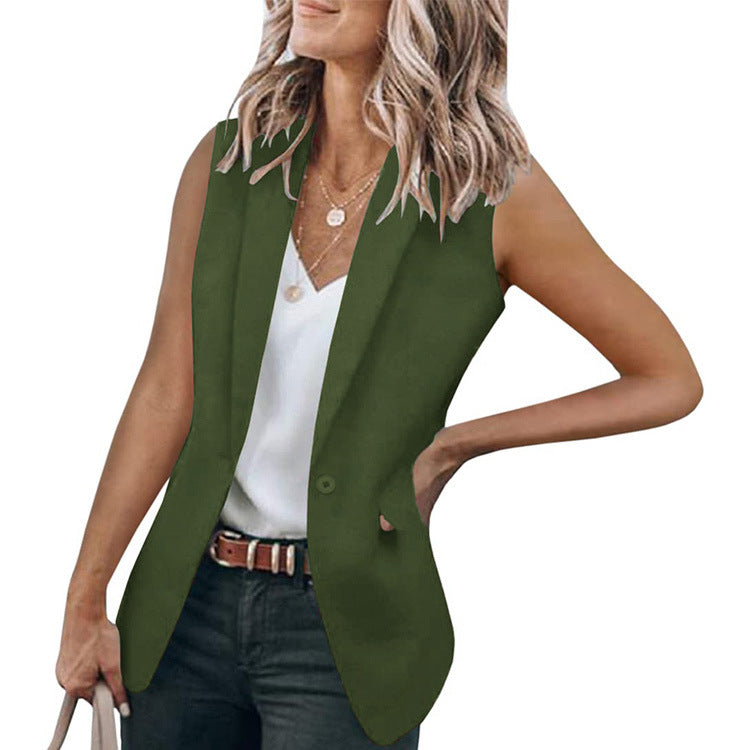 Damen ärmelloser Blazer mit modernen Taschen ModeGeist