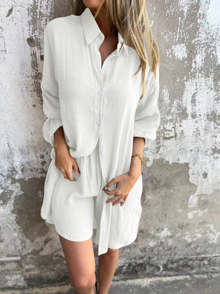 Damen lange Bluse mit durchgehender Knopfleiste und lässigem Schnitt ModeGeist
