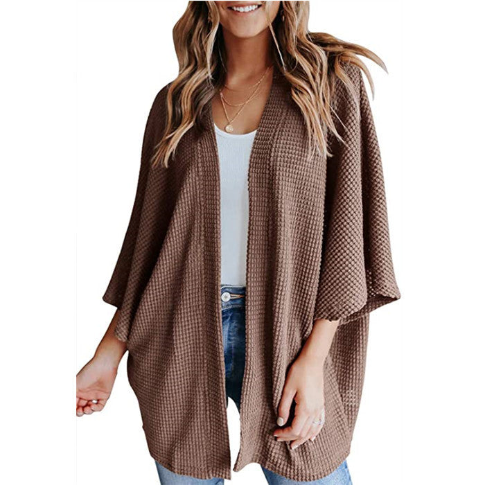 Damen lässiger Strickjacke im Waffelmuster ModeGeist