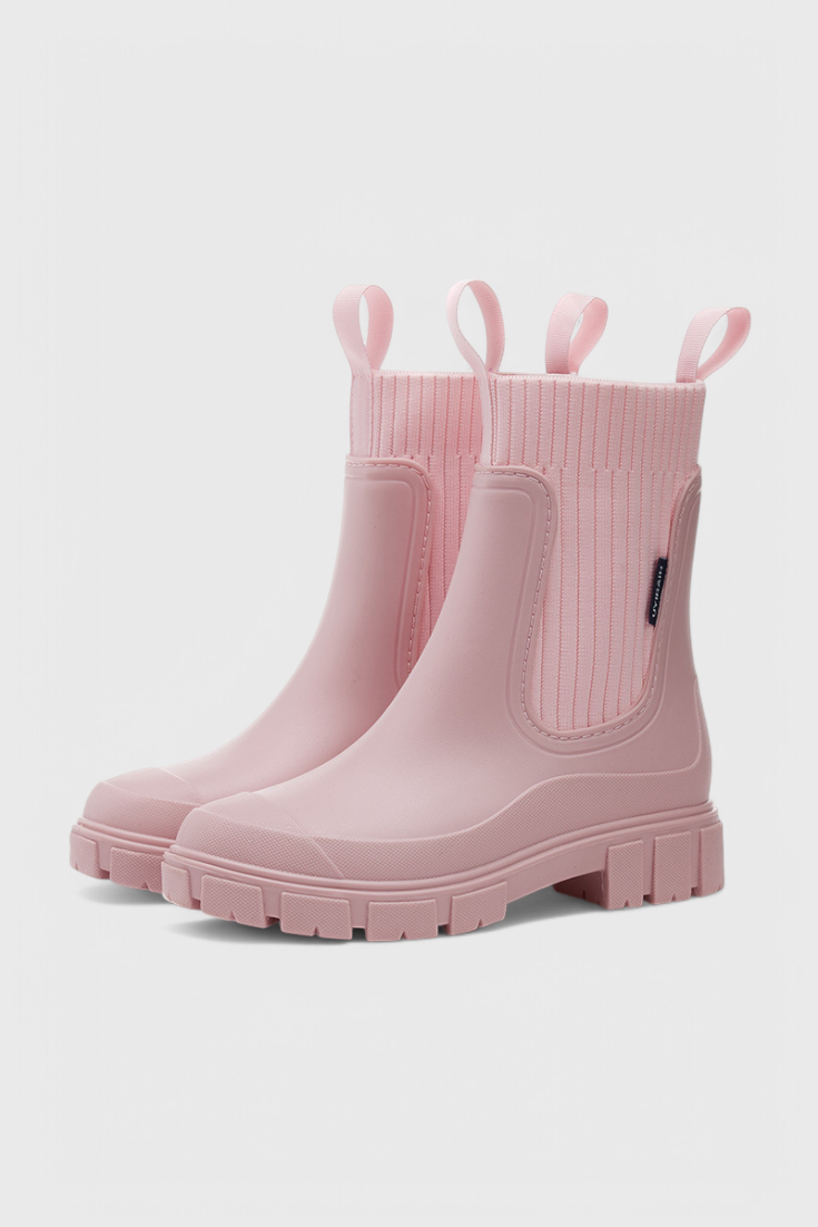 MODEGEIST Damen Chelsea-Boots Wasserdicht Schwarz Leder Stiefelette