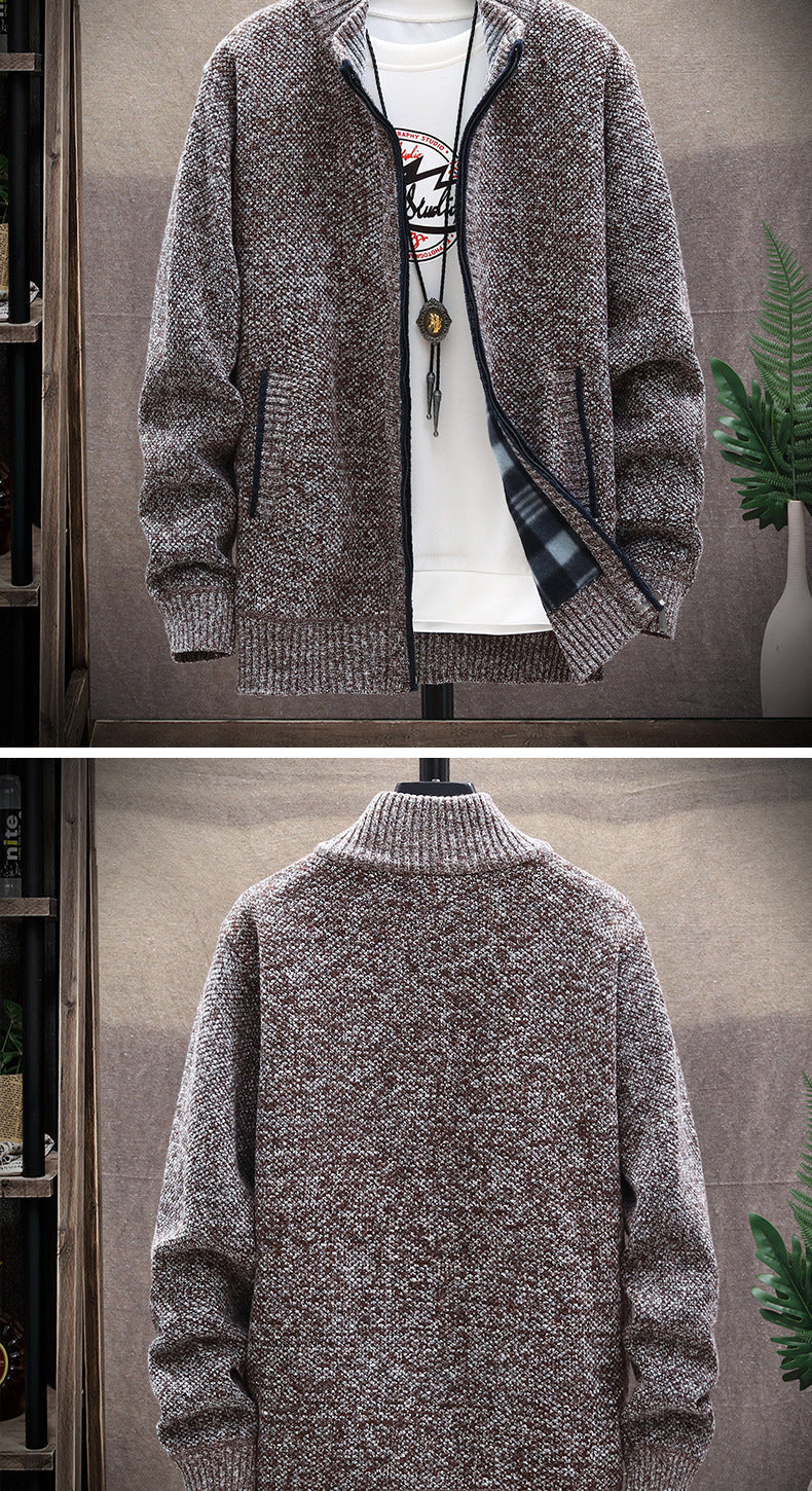 Herren Strickjacke mit Stehkragen und Taschen ModeGeist