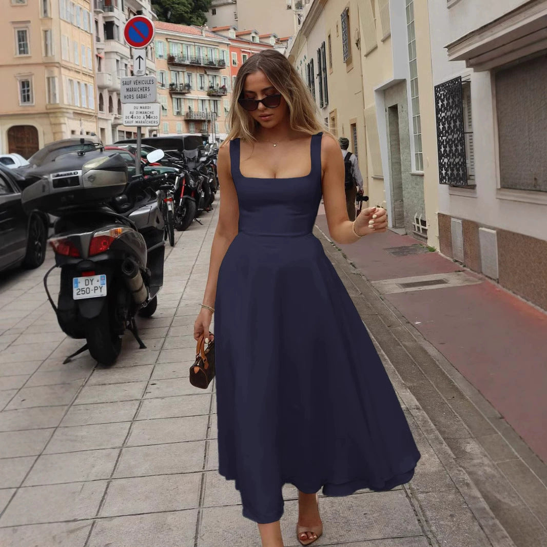 Damen Elegantes Maxikleid mit traumhaftem A-Linien Schnitt und schickem Quadrat-Ausschnitt ModeGeist