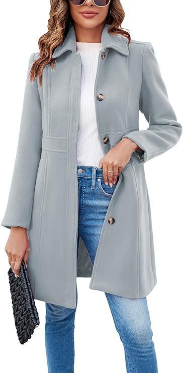 Damen klassischer Wollmantel mit modischem Schnitt und funktionalen Details ModeGeist