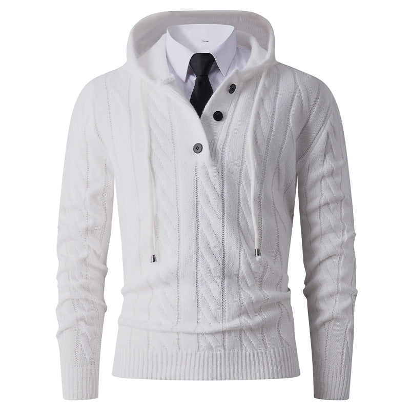 Herren Strickjacke mit Kapuze und modernem Zopfmuster ModeGeist