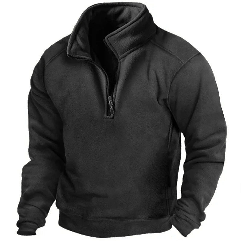 Herren Fleece-Pullover mit hohem Kragen und praktischen Reißverschluss ModeGeist