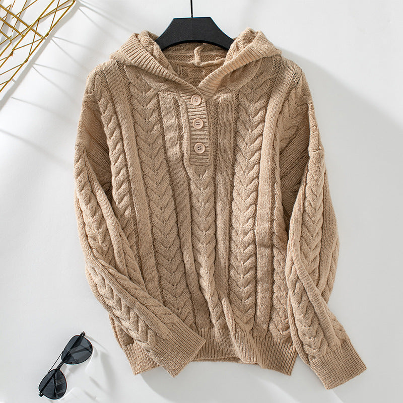Fudus Kapuzenpullover aus gedrehtem Strick mit Kapuze und Frankies