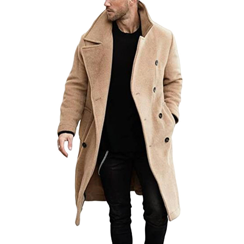 Herren trendiger Wollmantel mit strukturierter Oberfläche und praktischen Taschen ModeGeist
