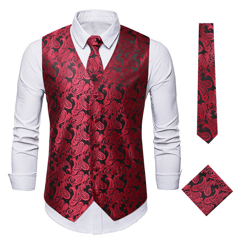 Herren elegante Anzugweste mit eleganten Paisley-Muster und passendem Zubehör ModeGeist